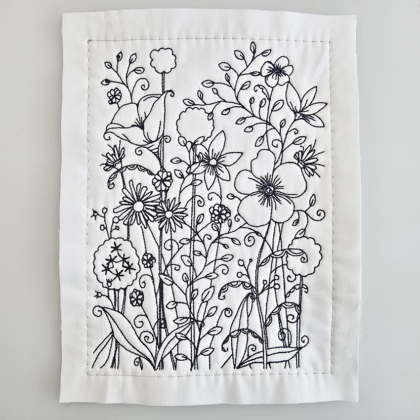 Spring Flowers Redwork