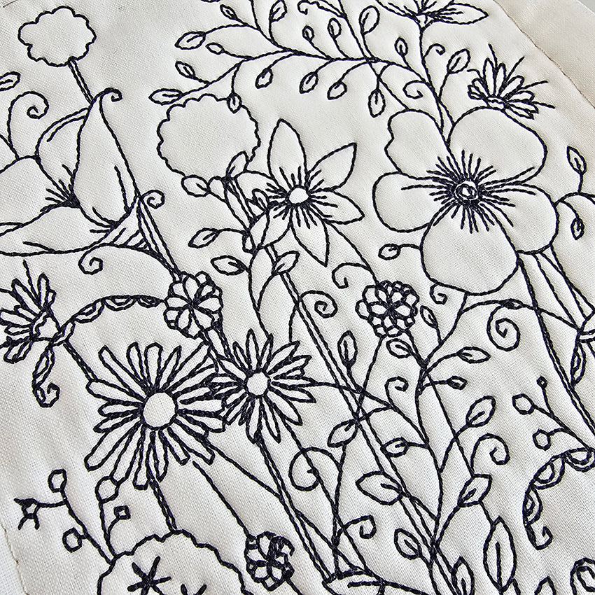 Spring Flowers Redwork