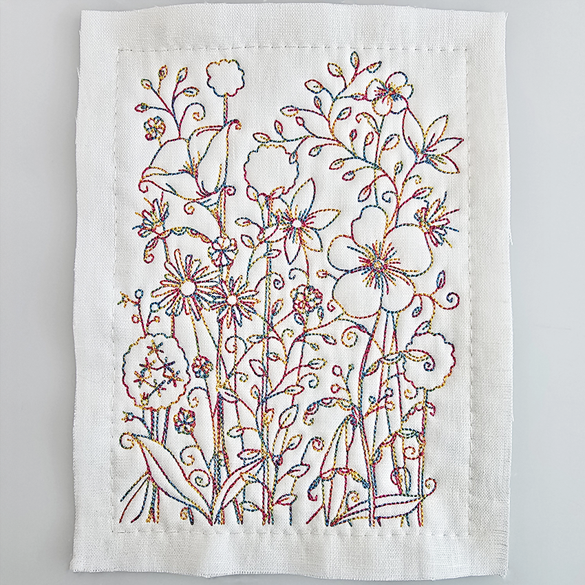 Spring Flowers Redwork