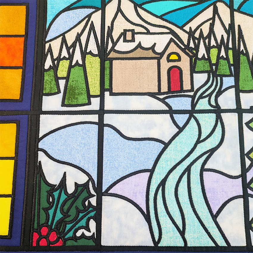 Stained Glass Winter Scene Mini Quilt