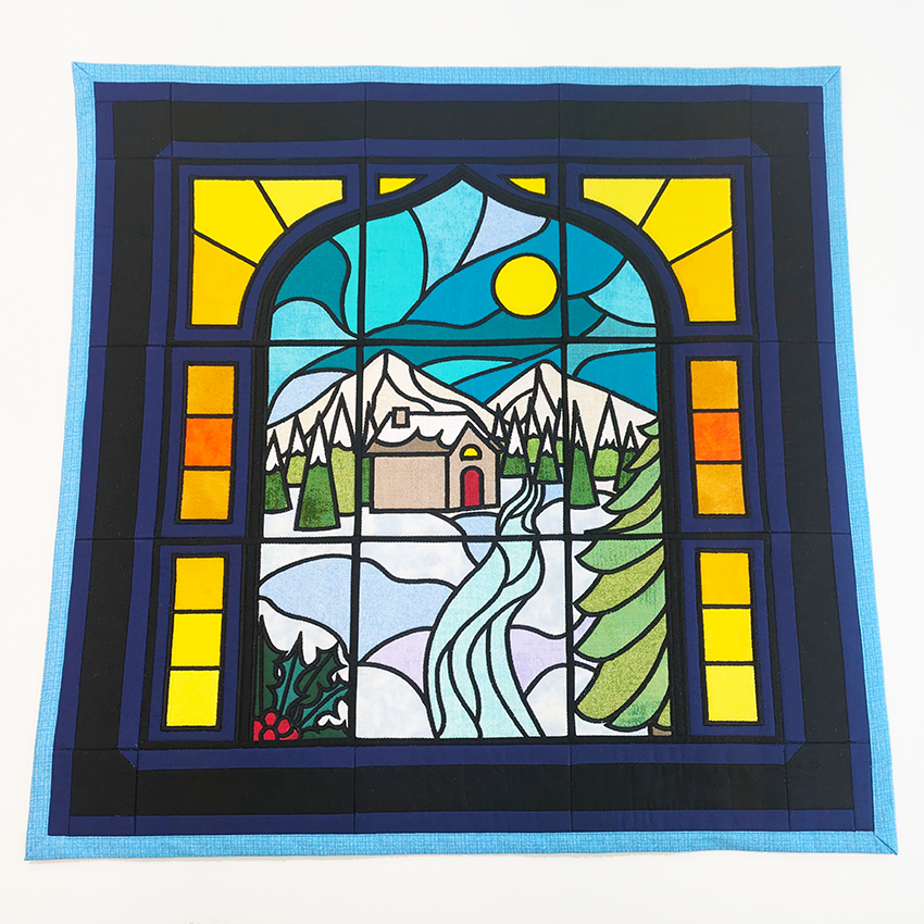 Stained Glass Winter Scene Mini Quilt