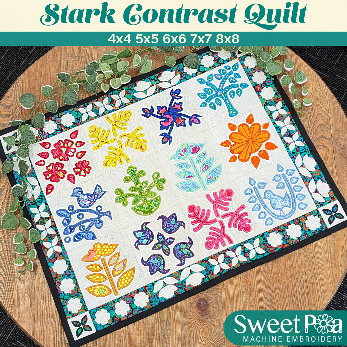 Stark Contrast Quilt In the hoop machine embroidery designs