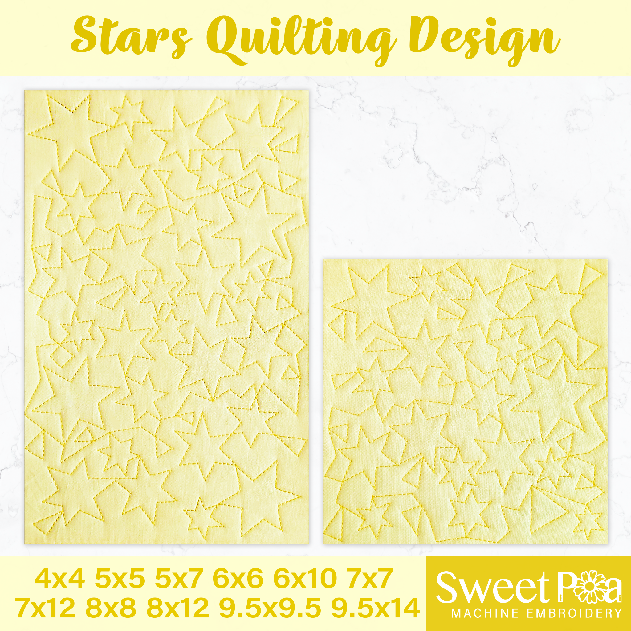 Stars Edge-to-Edge Quilting Design In the hoop machine embroidery designs