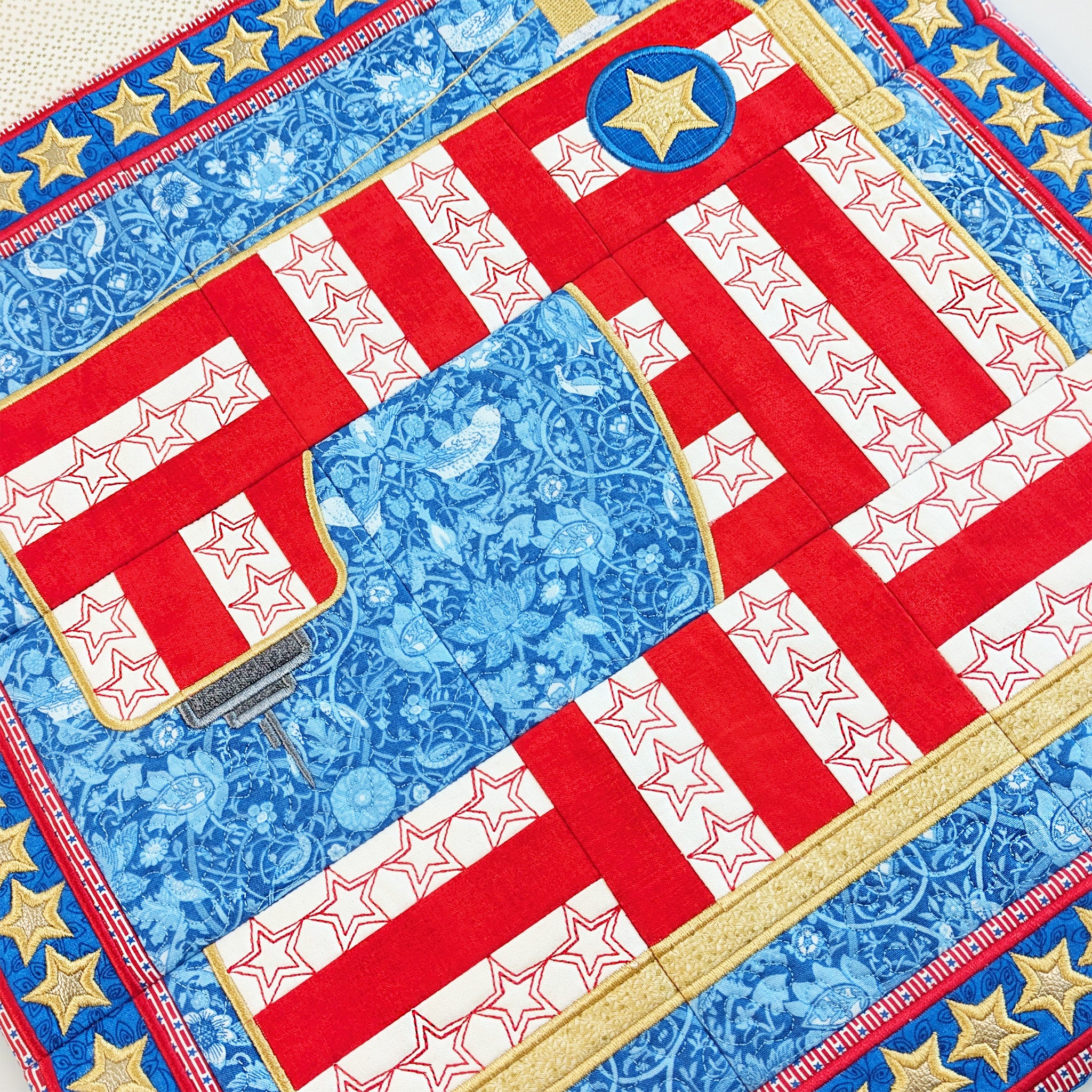 Stars and Stripes Sewing Machine Cover In the hoop machine embroidery designs