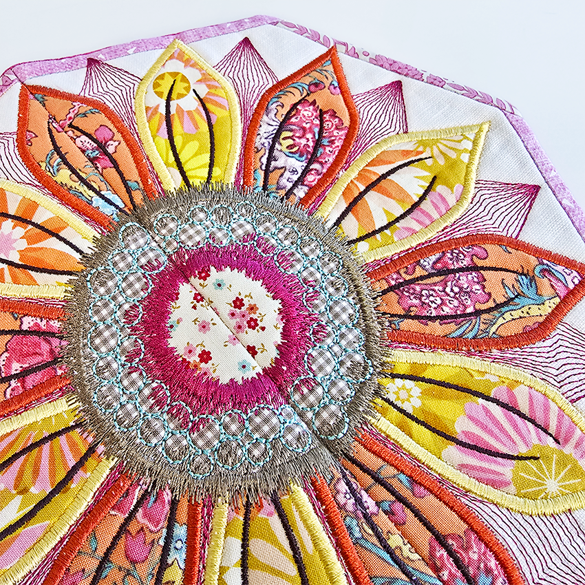 ith sunflower table centre in warm colours close up