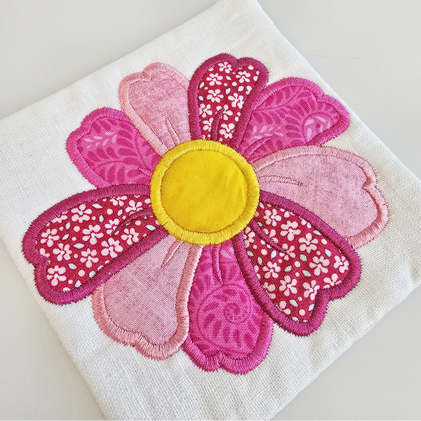 Embroidered sweet pea flower angled