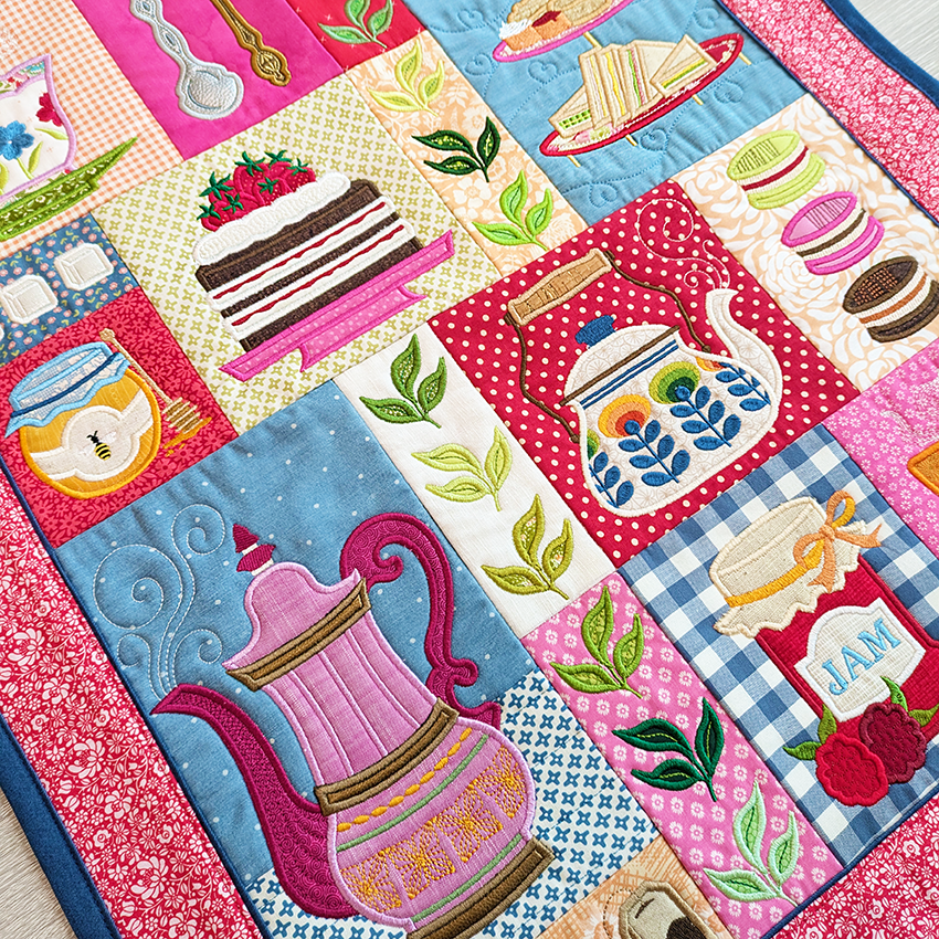 Tea Party Quilt close up 1