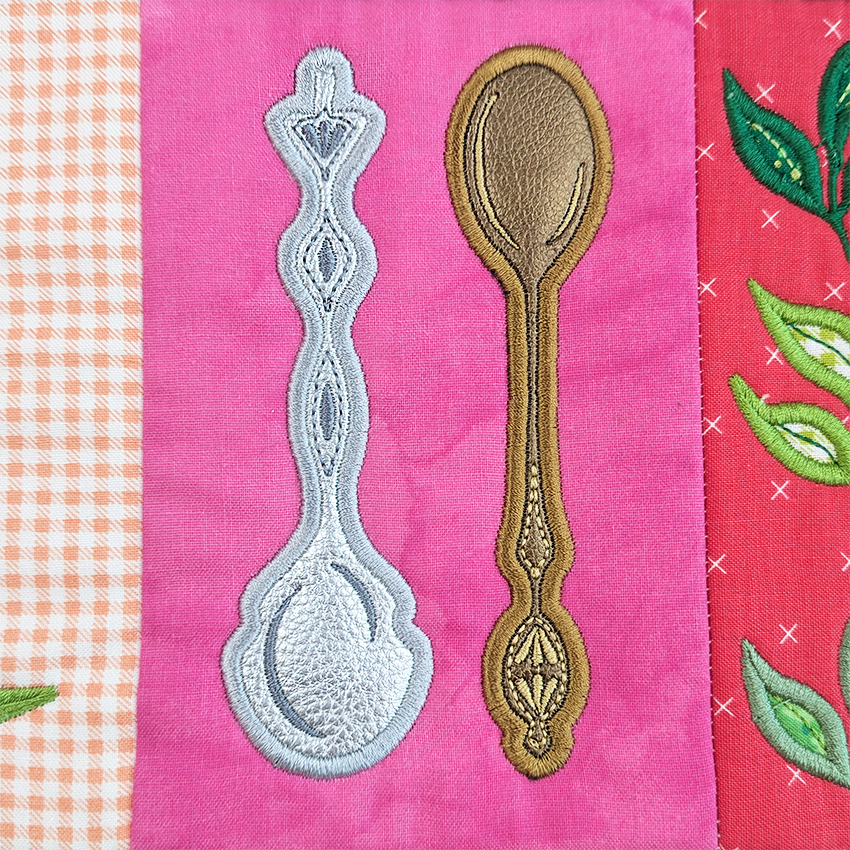 Tea Party Quilt close up spoons