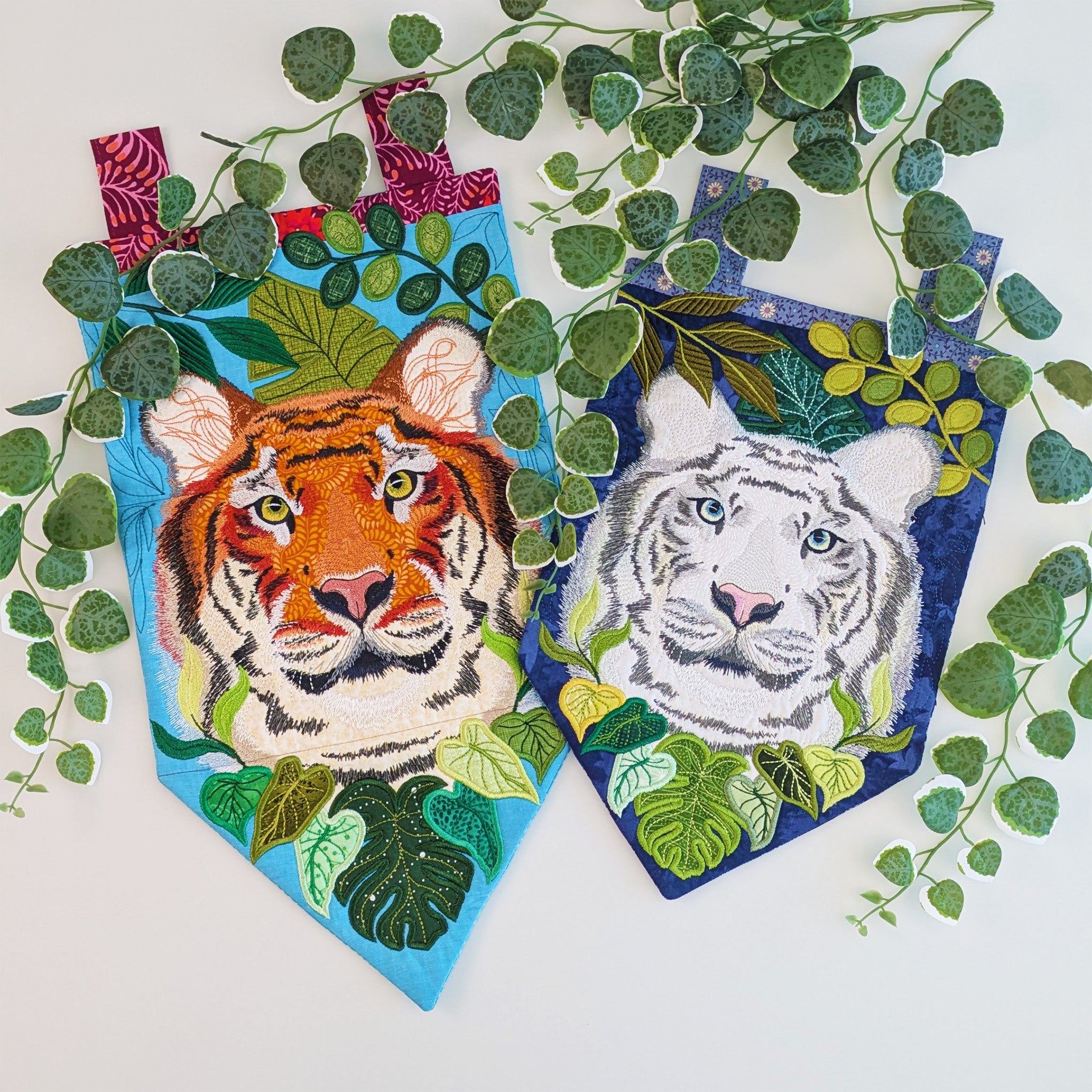Tiger Jungle Hanger In the hoop machine embroidery designs