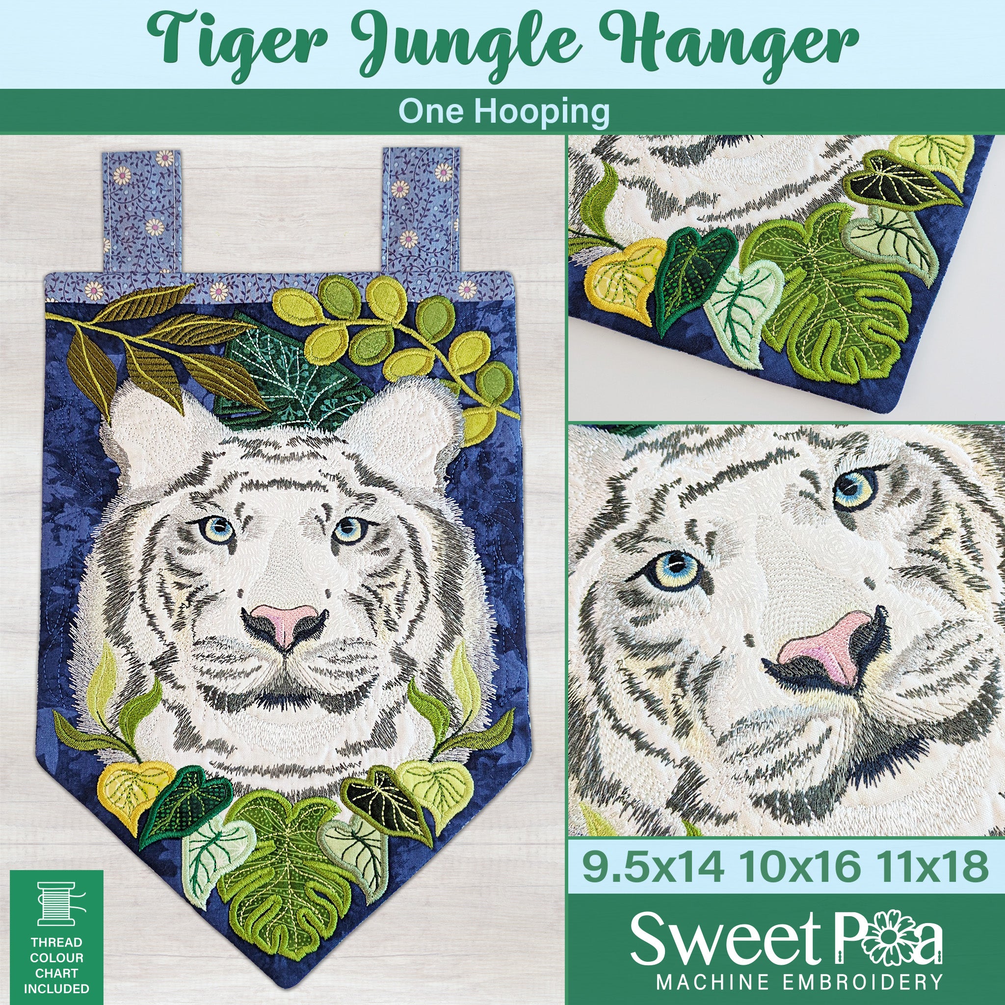 Tiger Jungle Hanger In the hoop machine embroidery designs