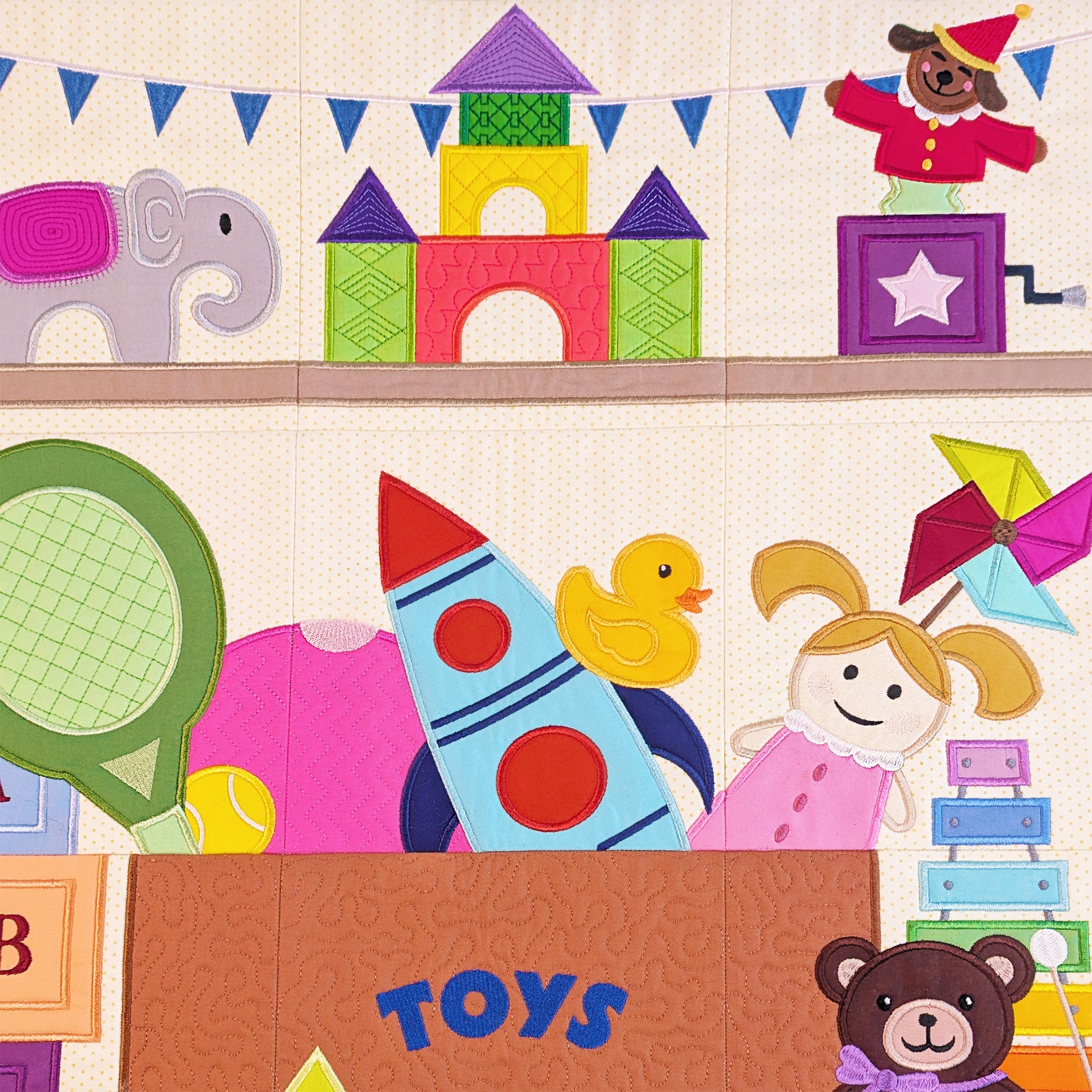 Toy Box Quilt In the hoop machine embroidery designs