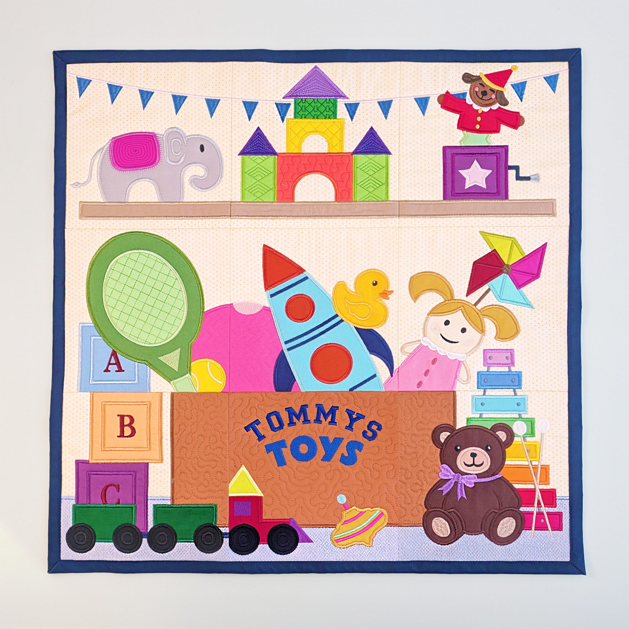 Toy Box Quilt In the hoop machine embroidery designs