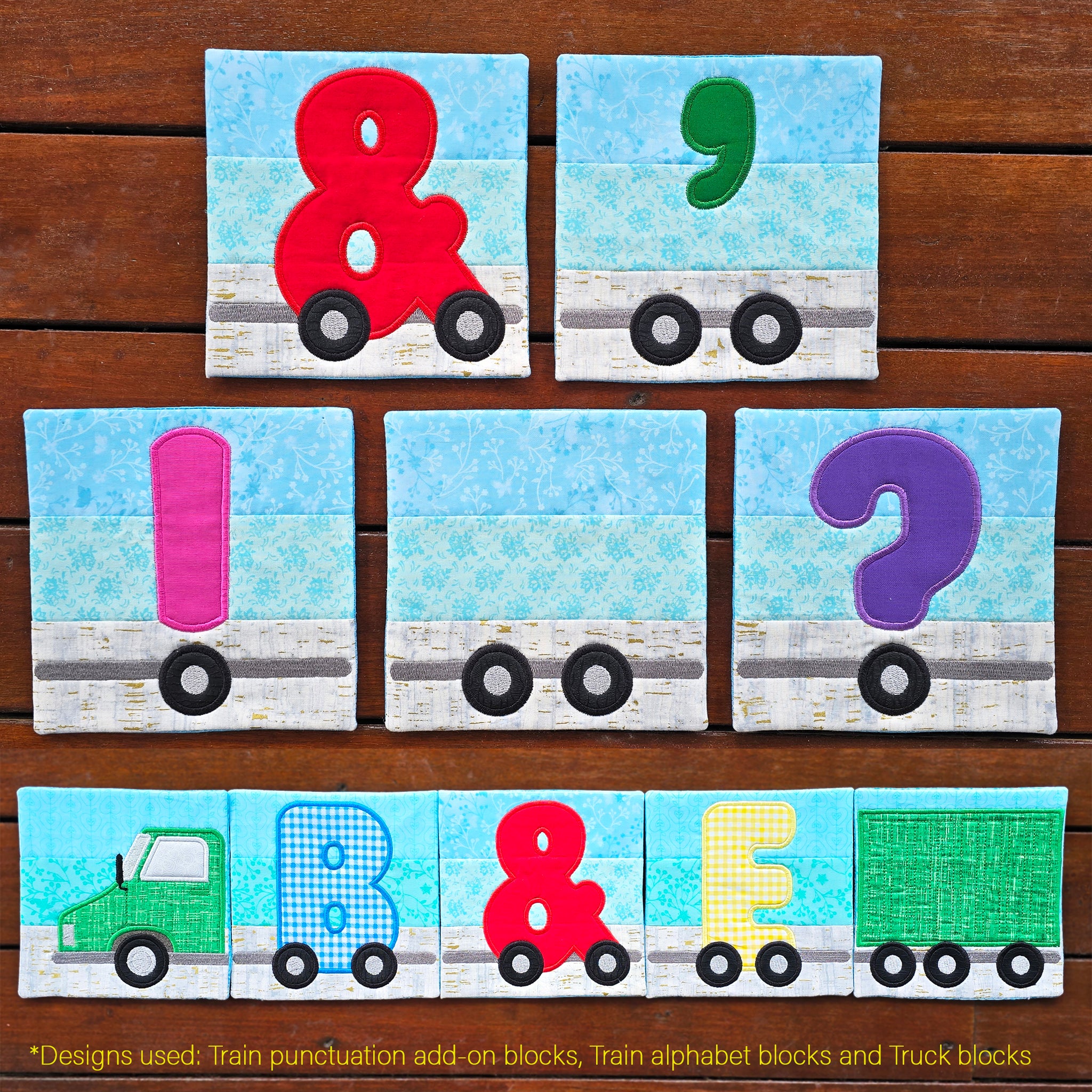 Train Alphabet Punctuation Add-On Blocks In the hoop machine embroidery designs