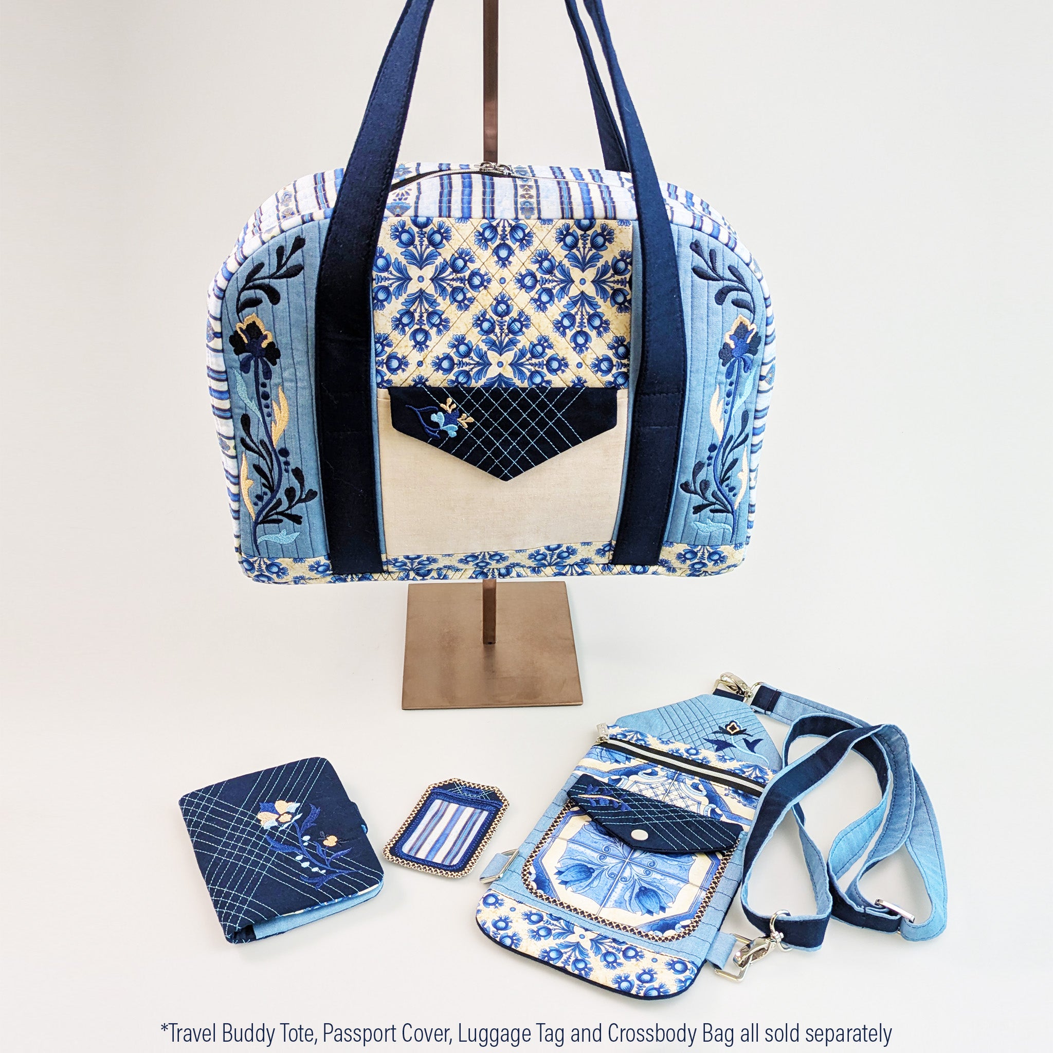 Travel Buddy Tote In the hoop machine embroidery designs