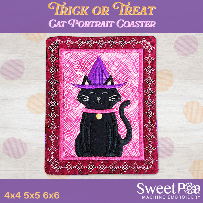 Trick or Treat Cat Portrait Coaster