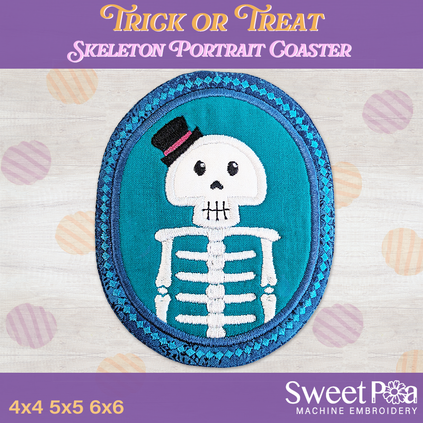 Trick or Treat Skeleton Portrait Coaster