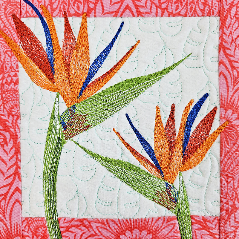 Tropical Flowers Window Cushion 4x4 5x5 6x6 7x7 8x8 - Sweet Pea In The Hoop Machine Embroidery Design