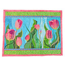 tulip fields placement, placemat, flowers, spring flowers, dining, beautiful, pink, flowers