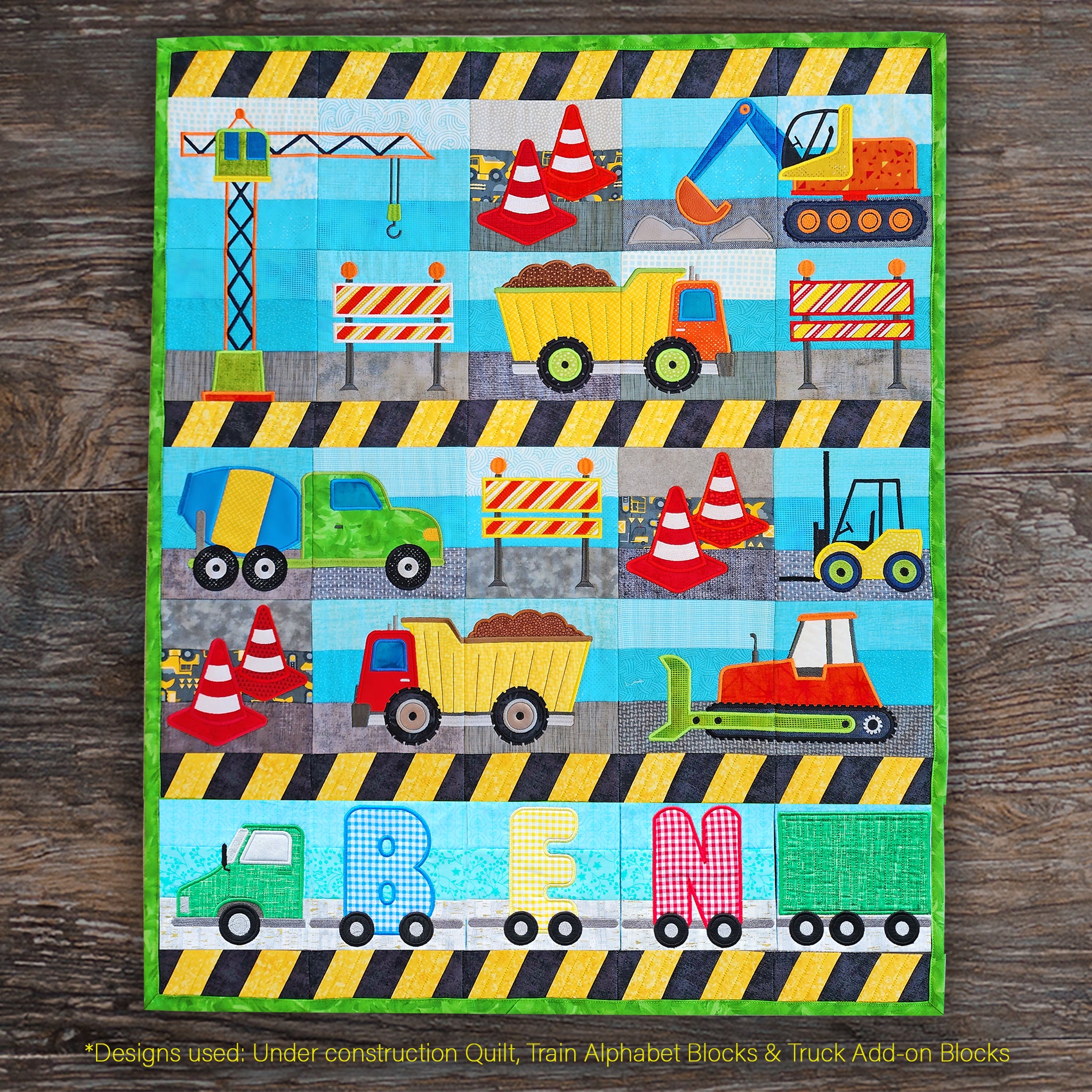 Train Alphabet Blocks & Quilt In the hoop machine embroidery designs