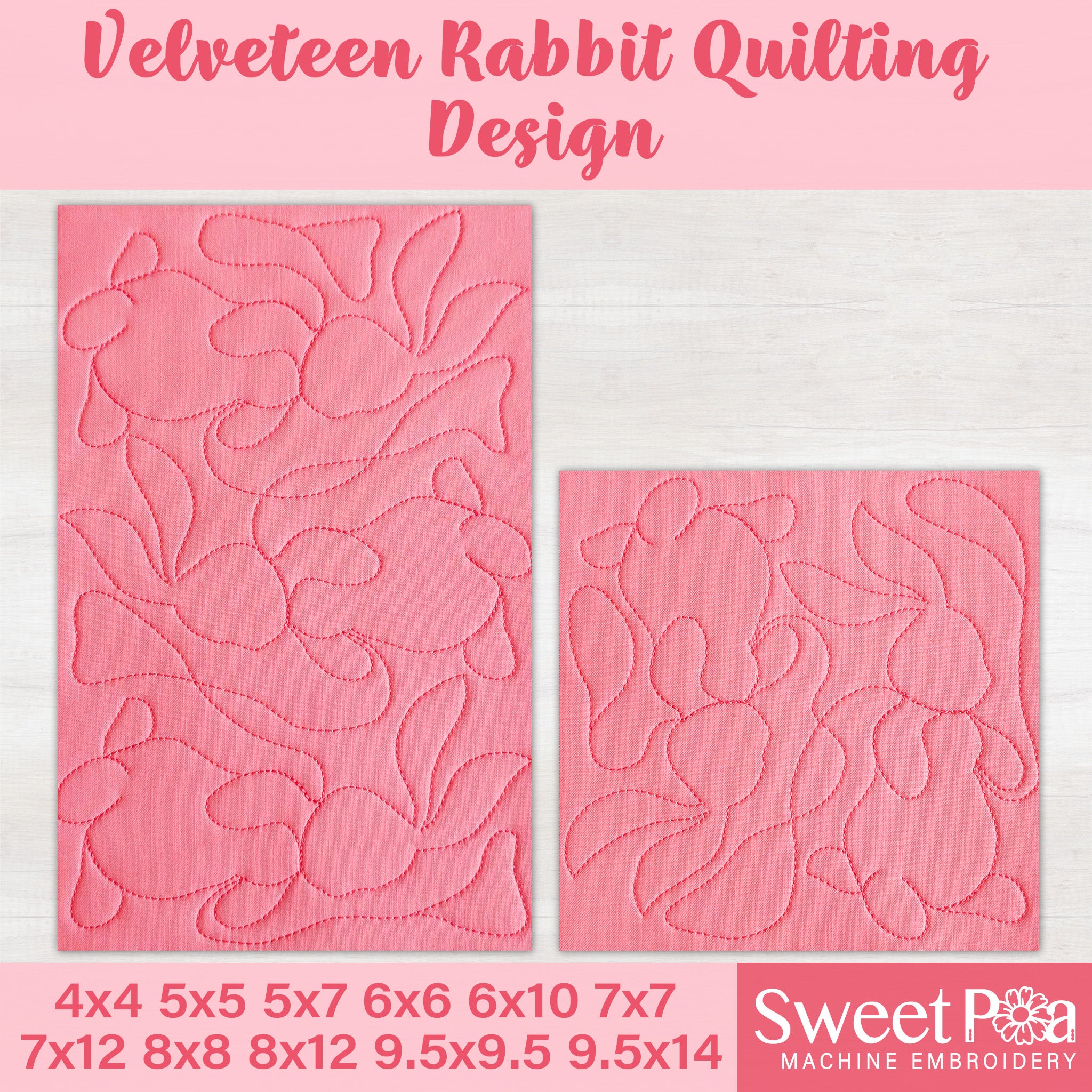 Edge-to-Edge Velveteen Rabbit Quilting Design In the hoop machine embroidery designs