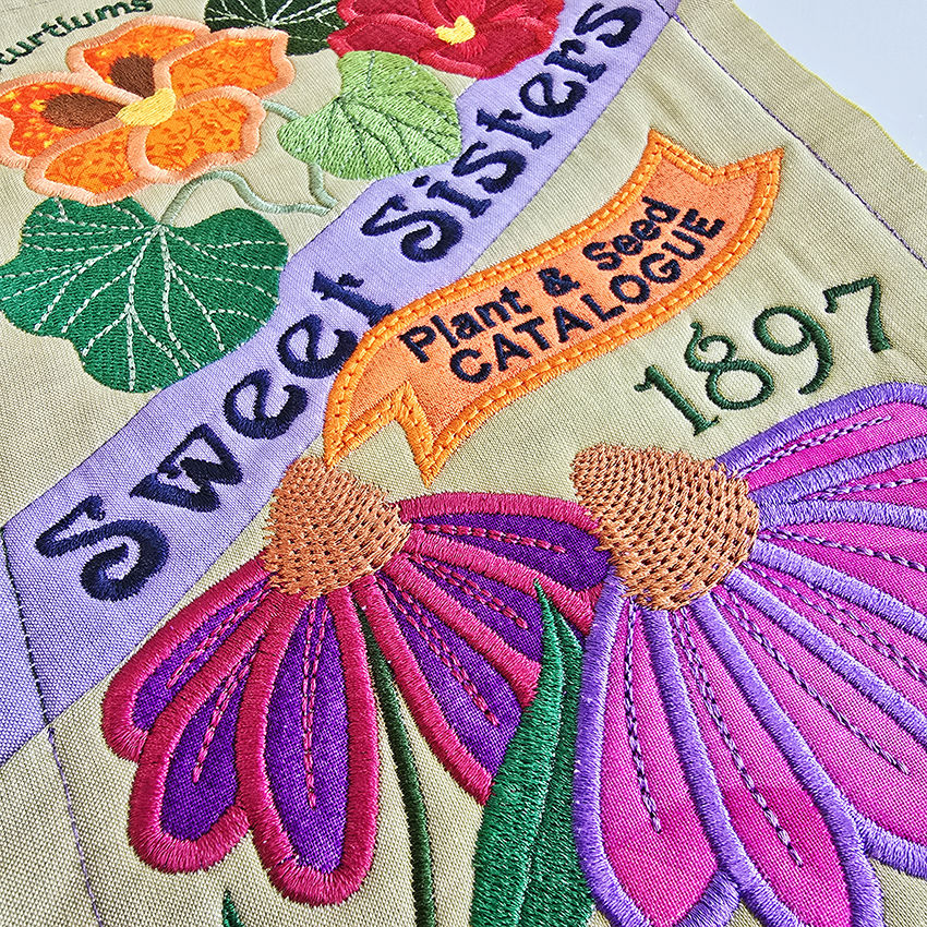 BOW Vintage Spring Quilt - Block 4 In the hoop machine embroidery designs