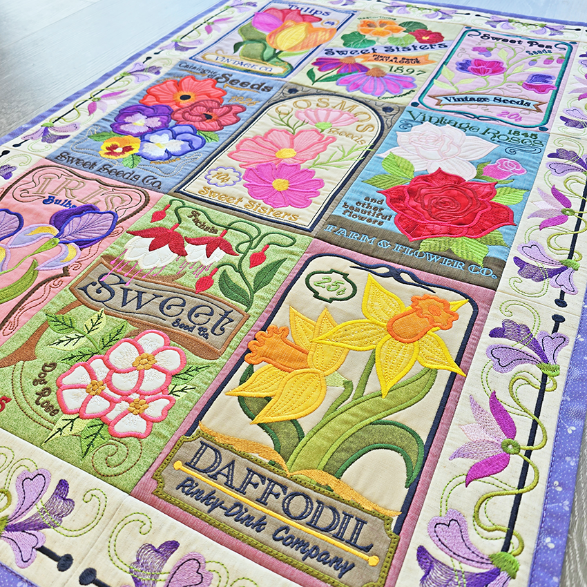 BOW Vintage Spring Quilt - Bulk Pack In the hoop machine embroidery designs