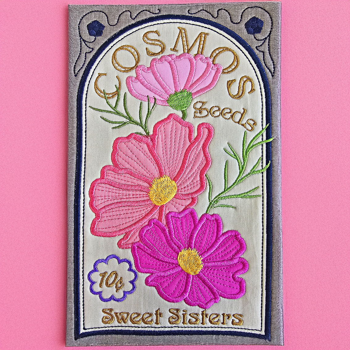 BOW Vintage Spring Quilt - Block 1 In the hoop machine embroidery designs