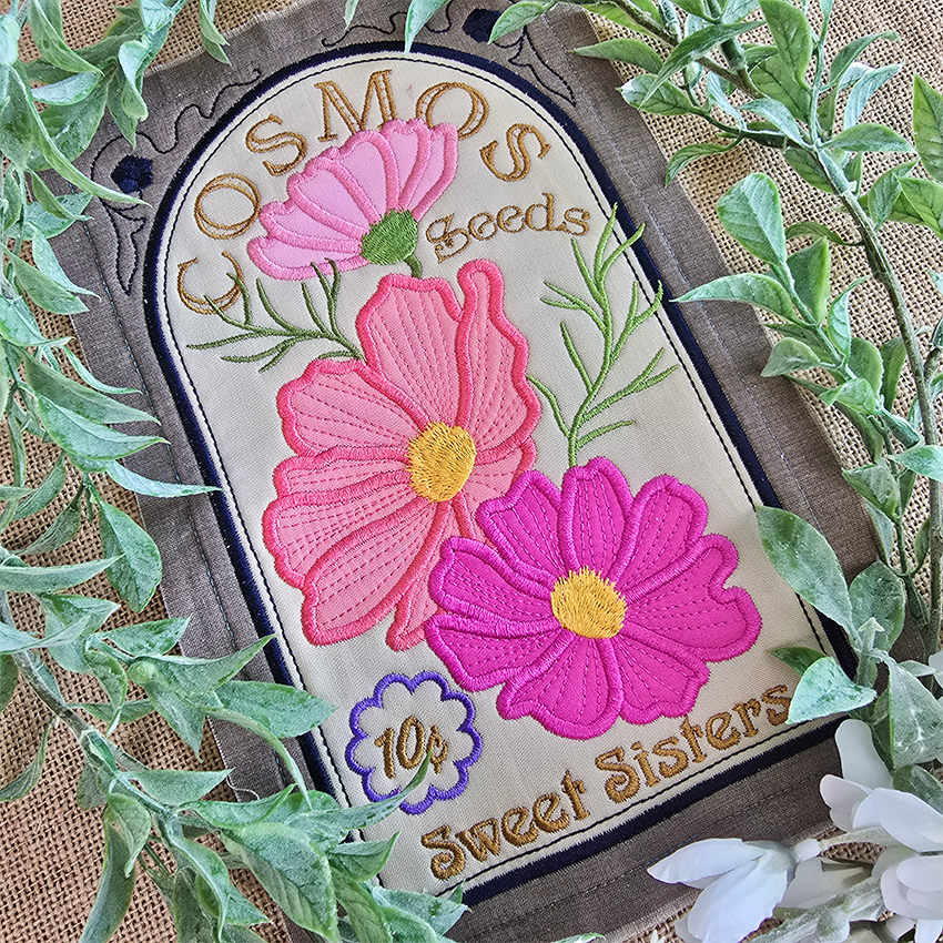 BOW Vintage Spring Quilt - Block 1 In the hoop machine embroidery designs