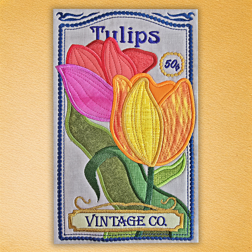 BOW Vintage Spring Quilt - Block 3 In the hoop machine embroidery designs