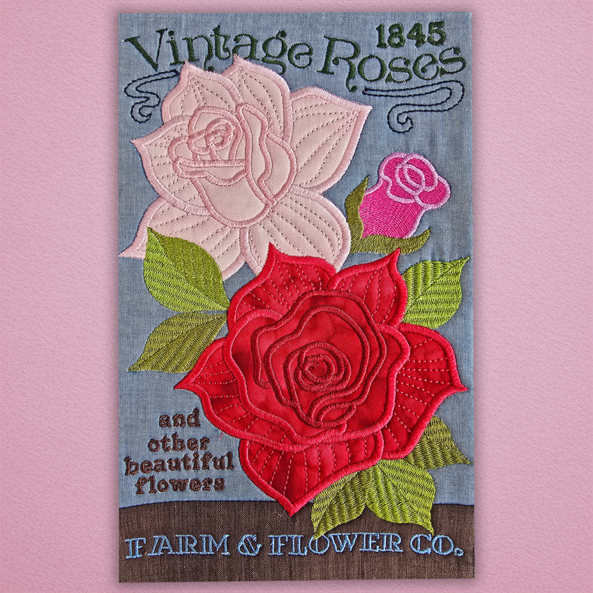 BOW Vintage Spring Quilt - Block 6 In the hoop machine embroidery designs