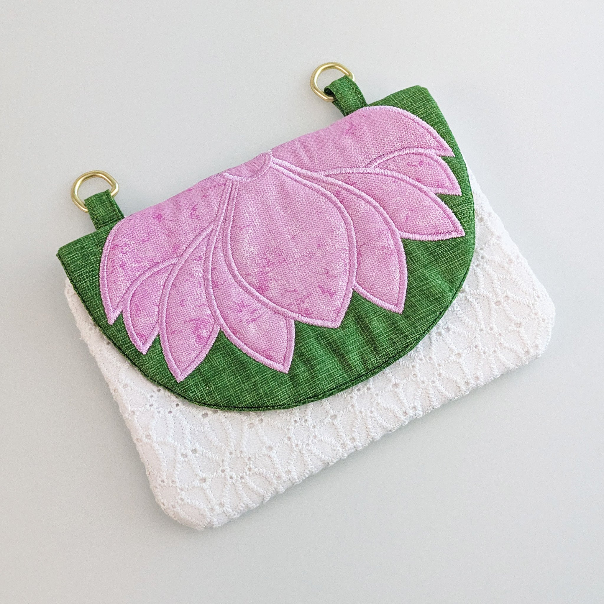 Waterlily Clutch Bag In the hoop machine embroidery designs