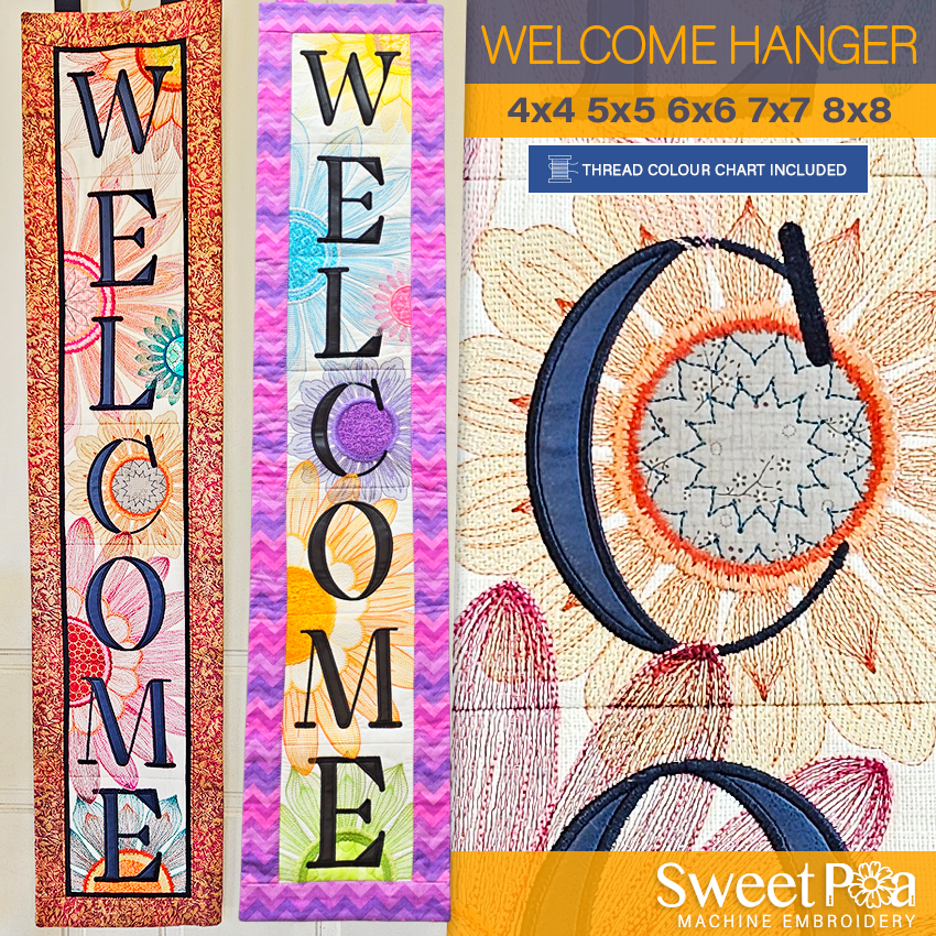 Welcome Hanger In the hoop machine embroidery designs