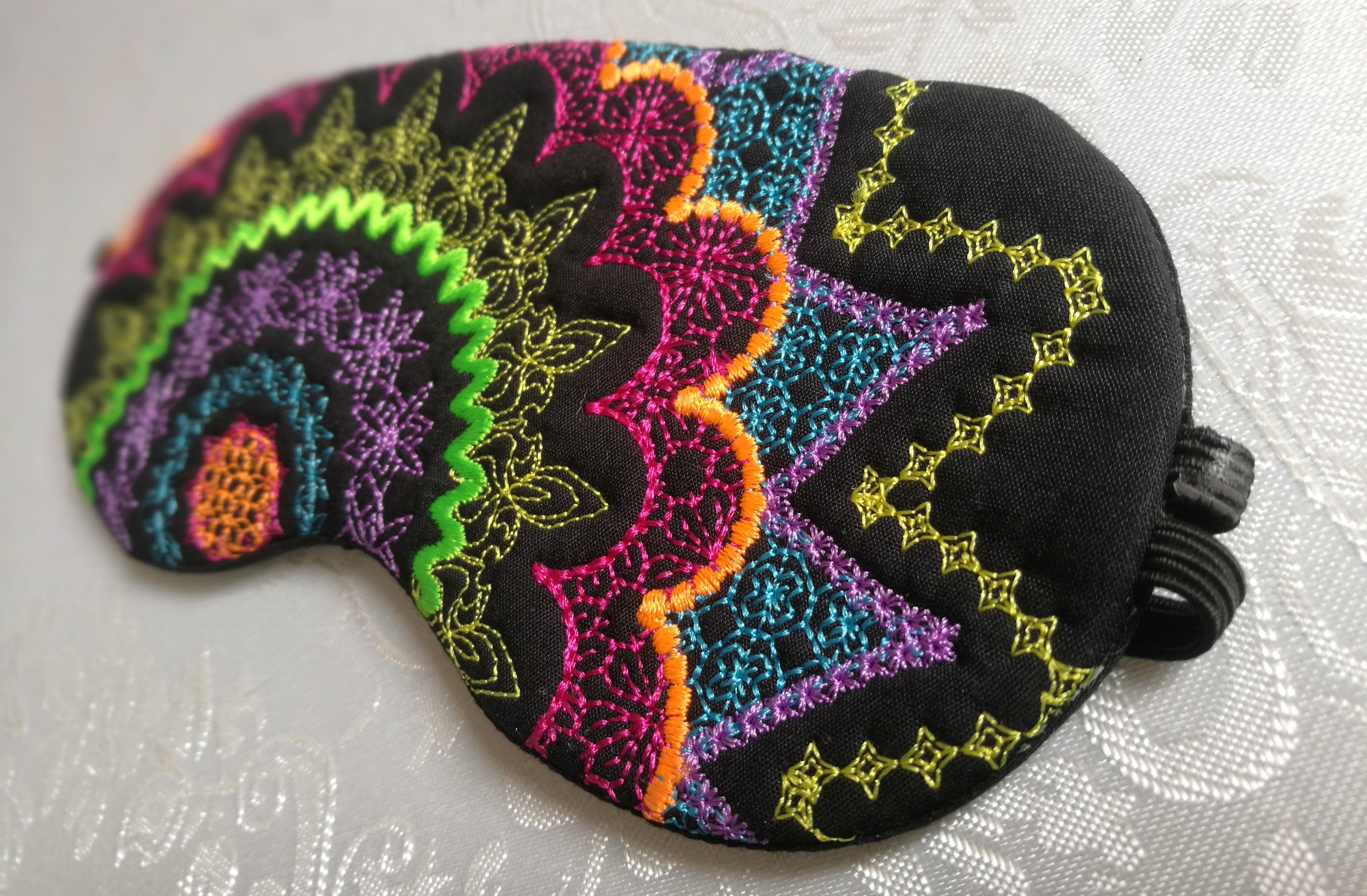 mandala eye mask close up of stitching
