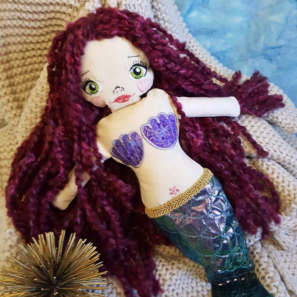 Mermaid Doll Stuffie/Stuffed Toy In the hoop machine embroidery designs