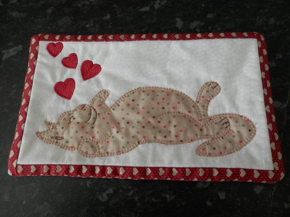 Cat and Puppy Love Mug Rug 5x7 6x10 7x12 - Sweet Pea Australia In the hoop machine embroidery designs. in the hoop project, in the hoop embroidery designs, craft in the hoop project, diy in the hoop project, diy craft in the hoop project, in the hoop embroidery patterns, design in the hoop patterns, embroidery designs for in the hoop embroidery projects, best in the hoop machine embroidery designs perfect for all hoops and embroidery machines