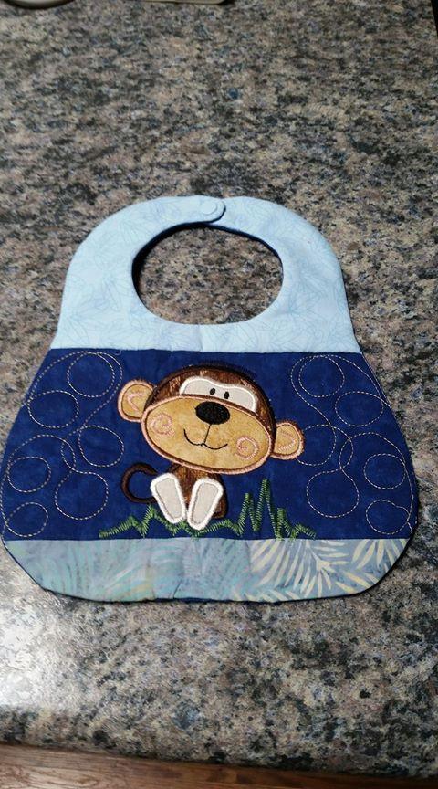 Monkey Bib 6x10 and 7x12 - Sweet Pea Australia In the hoop machine embroidery designs. in the hoop project, in the hoop embroidery designs, craft in the hoop project, diy in the hoop project, diy craft in the hoop project, in the hoop embroidery patterns, design in the hoop patterns, embroidery designs for in the hoop embroidery projects, best in the hoop machine embroidery designs perfect for all hoops and embroidery machines