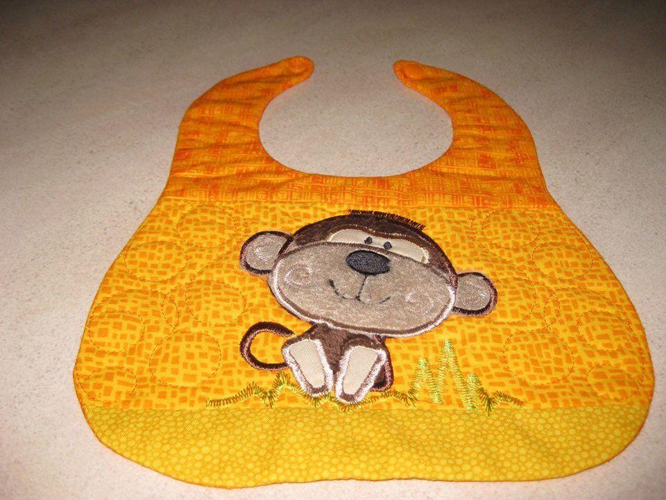 Monkey Bib 6x10 and 7x12 - Sweet Pea Australia In the hoop machine embroidery designs. in the hoop project, in the hoop embroidery designs, craft in the hoop project, diy in the hoop project, diy craft in the hoop project, in the hoop embroidery patterns, design in the hoop patterns, embroidery designs for in the hoop embroidery projects, best in the hoop machine embroidery designs perfect for all hoops and embroidery machines