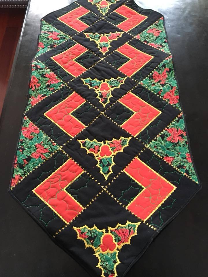 Christmas holly quilt block and table runner 4x4 5x5 6x6 hoop - Sweet Pea Australia In the hoop machine embroidery designs. in the hoop project, in the hoop embroidery designs, craft in the hoop project, diy in the hoop project, diy craft in the hoop project, in the hoop embroidery patterns, design in the hoop patterns, embroidery designs for in the hoop embroidery projects, best in the hoop machine embroidery designs perfect for all hoops and embroidery machines