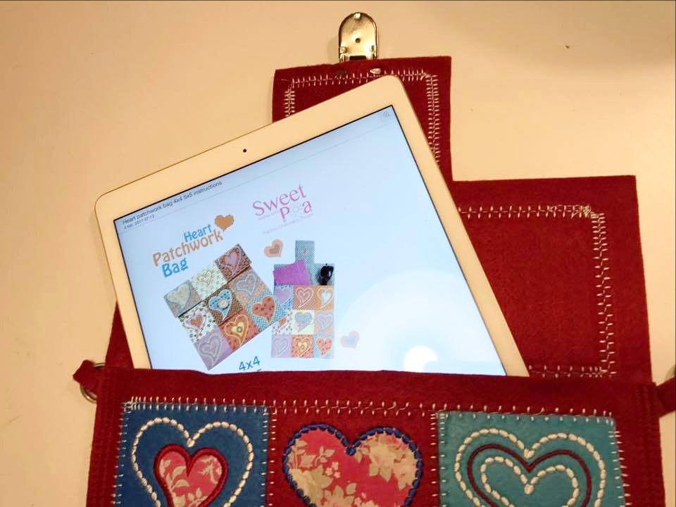 Heart Patchwork Bag 4x4 5x5 - Sweet Pea Australia In the hoop machine embroidery designs. in the hoop project, in the hoop embroidery designs, craft in the hoop project, diy in the hoop project, diy craft in the hoop project, in the hoop embroidery patterns, design in the hoop patterns, embroidery designs for in the hoop embroidery projects, best in the hoop machine embroidery designs perfect for all hoops and embroidery machines