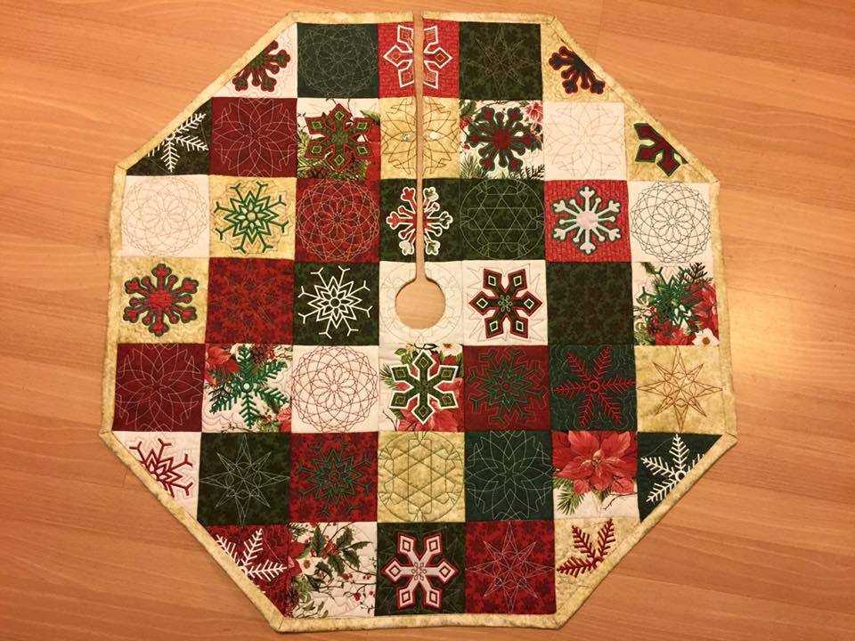 Snowflake Tree Skirt 5x5 - Sweet Pea Australia In the hoop machine embroidery designs. in the hoop project, in the hoop embroidery designs, craft in the hoop project, diy in the hoop project, diy craft in the hoop project, in the hoop embroidery patterns, design in the hoop patterns, embroidery designs for in the hoop embroidery projects, best in the hoop machine embroidery designs perfect for all hoops and embroidery machines