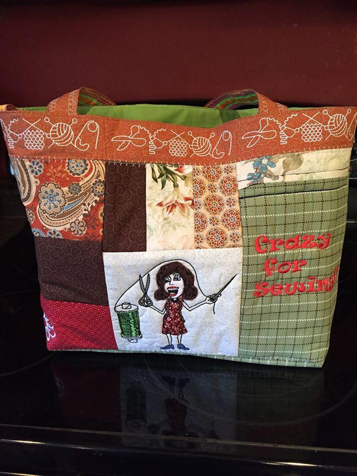 Crazy for sewing tote bag 6x10 - Sweet Pea Australia In the hoop machine embroidery designs. in the hoop project, in the hoop embroidery designs, craft in the hoop project, diy in the hoop project, diy craft in the hoop project, in the hoop embroidery patterns, design in the hoop patterns, embroidery designs for in the hoop embroidery projects, best in the hoop machine embroidery designs perfect for all hoops and embroidery machines