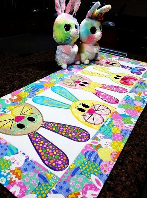 Easter Bunny Table Runner 5x7 6x10 8x12 - Sweet Pea Australia In the hoop machine embroidery designs. in the hoop project, in the hoop embroidery designs, craft in the hoop project, diy in the hoop project, diy craft in the hoop project, in the hoop embroidery patterns, design in the hoop patterns, embroidery designs for in the hoop embroidery projects, best in the hoop machine embroidery designs perfect for all hoops and embroidery machines