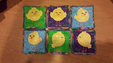 Little Chick Coasters 4x4 5x5 - Sweet Pea Australia In the hoop machine embroidery designs. in the hoop project, in the hoop embroidery designs, craft in the hoop project, diy in the hoop project, diy craft in the hoop project, in the hoop embroidery patterns, design in the hoop patterns, embroidery designs for in the hoop embroidery projects, best in the hoop machine embroidery designs perfect for all hoops and embroidery machines