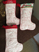 Christmas redwork stocking 6x10 8x12 - Sweet Pea