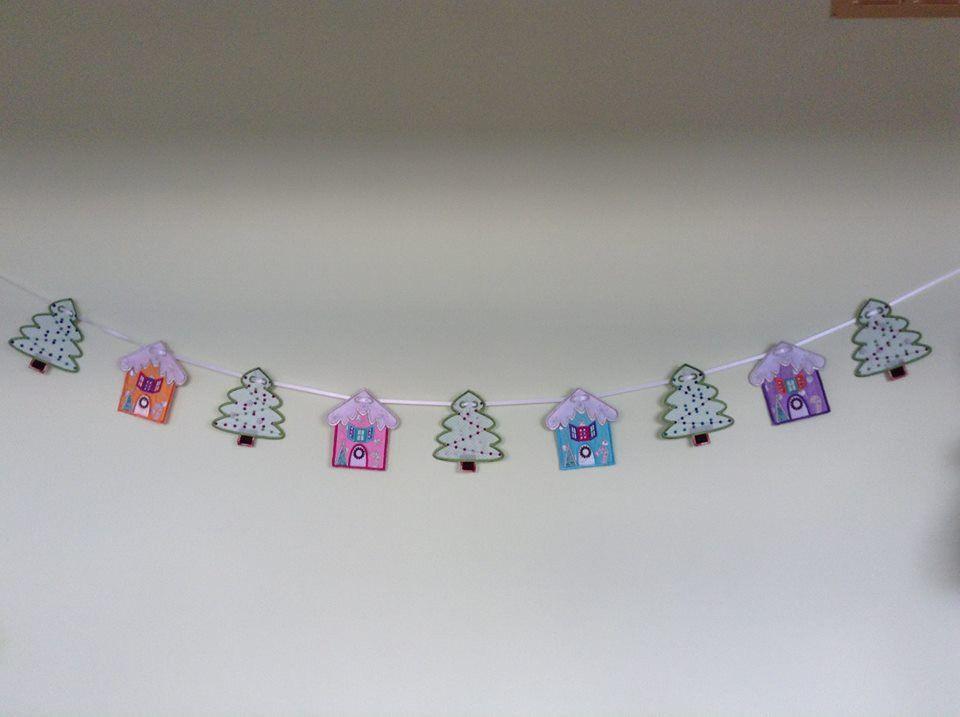 Christmas cottage and tree bunting 4x4 and 5x7 - Sweet Pea Australia In the hoop machine embroidery designs. in the hoop project, in the hoop embroidery designs, craft in the hoop project, diy in the hoop project, diy craft in the hoop project, in the hoop embroidery patterns, design in the hoop patterns, embroidery designs for in the hoop embroidery projects, best in the hoop machine embroidery designs perfect for all hoops and embroidery machines