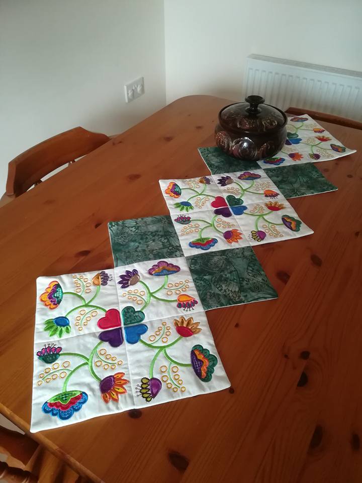 Good Things Come in Fours Table Runner 4x4 5x5 6x6 8x8 - Sweet Pea Australia In the hoop machine embroidery designs. in the hoop project, in the hoop embroidery designs, craft in the hoop project, diy in the hoop project, diy craft in the hoop project, in the hoop embroidery patterns, design in the hoop patterns, embroidery designs for in the hoop embroidery projects, best in the hoop machine embroidery designs perfect for all hoops and embroidery machines