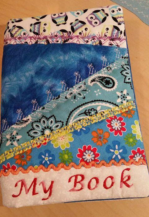 Crazy patchwork book cover 6x10 7x12 and 9.5x14 - Sweet Pea Australia In the hoop machine embroidery designs. in the hoop project, in the hoop embroidery designs, craft in the hoop project, diy in the hoop project, diy craft in the hoop project, in the hoop embroidery patterns, design in the hoop patterns, embroidery designs for in the hoop embroidery projects, best in the hoop machine embroidery designs perfect for all hoops and embroidery machines