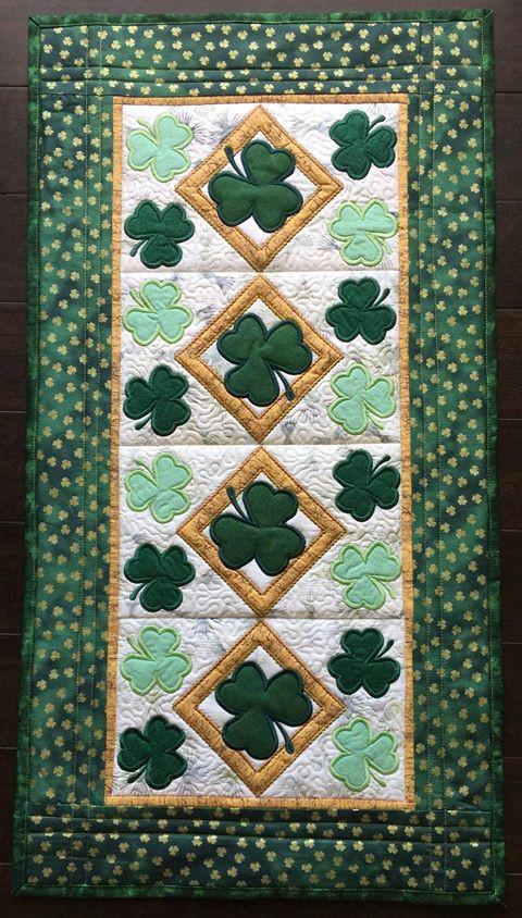 Shamrock Table Runner 5x7 6x10 8x12 - Sweet Pea Australia In the hoop machine embroidery designs. in the hoop project, in the hoop embroidery designs, craft in the hoop project, diy in the hoop project, diy craft in the hoop project, in the hoop embroidery patterns, design in the hoop patterns, embroidery designs for in the hoop embroidery projects, best in the hoop machine embroidery designs perfect for all hoops and embroidery machines