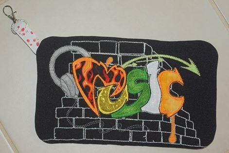 Graffiti Music zipper Bag 6x10 7x12 9.5x14 - Sweet Pea Australia In the hoop machine embroidery designs. in the hoop project, in the hoop embroidery designs, craft in the hoop project, diy in the hoop project, diy craft in the hoop project, in the hoop embroidery patterns, design in the hoop patterns, embroidery designs for in the hoop embroidery projects, best in the hoop machine embroidery designs perfect for all hoops and embroidery machines