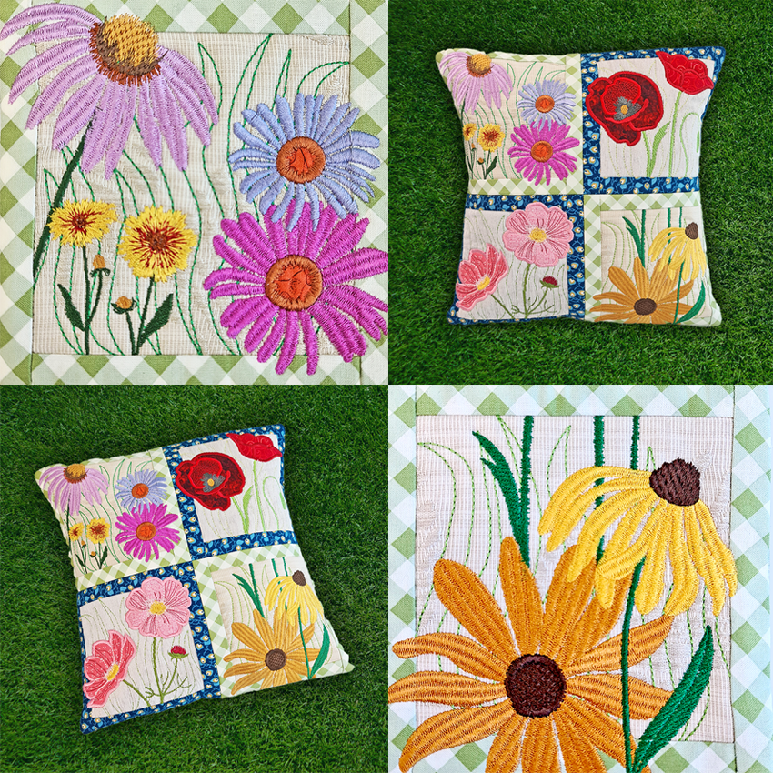 Wildflower Window Cushion 4x4 5x5 6x6 7x7 8x8 - Sweet Pea Australia In the hoop machine embroidery designs. in the hoop project, in the hoop embroidery designs, craft in the hoop project, diy in the hoop project, diy craft in the hoop project, in the hoop embroidery patterns, design in the hoop patterns, embroidery designs for in the hoop embroidery projects, best in the hoop machine embroidery designs perfect for all hoops and embroidery machines